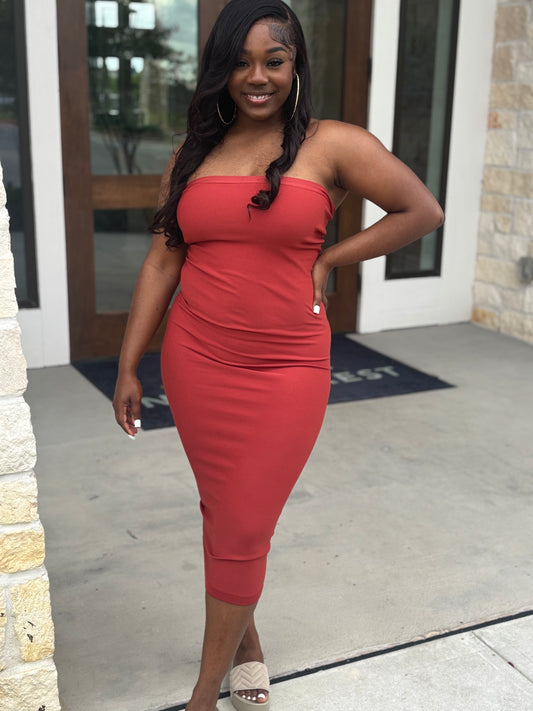 TOP NOTCH DRESS (Rust)