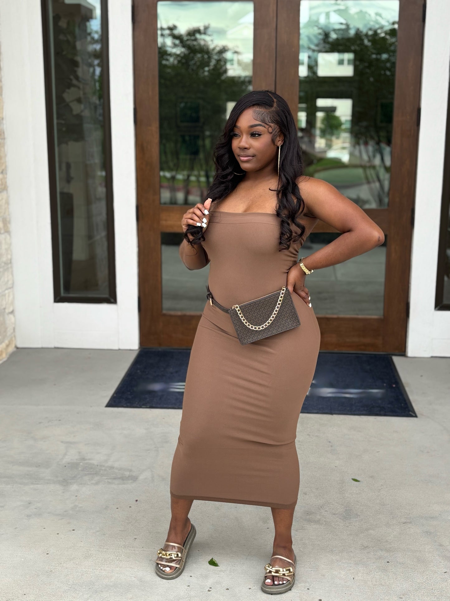 TOP NOTCH DRESS (Brown)